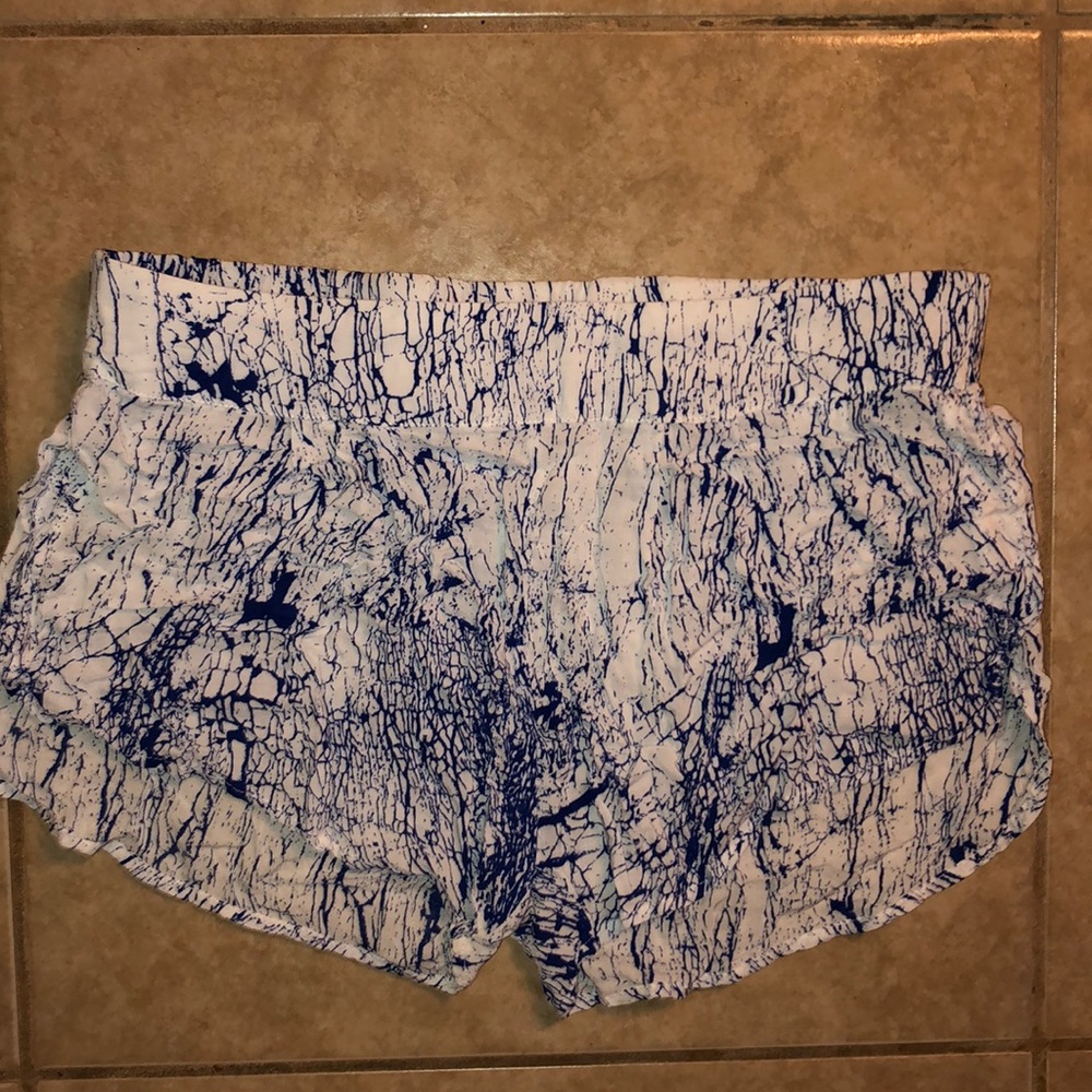 Blue & White Paint Loose Split-Side Bottoms